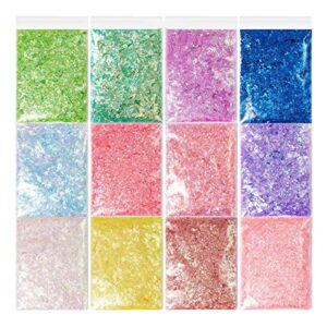 qhhvait 12 colors chunky glitter flakes nail sequins sticker decorations for resin epoxy acrylic nails crafts filler epoxy
