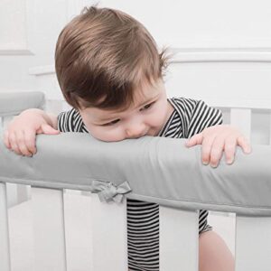 Ruddiscrad Soft Bed Edge Anti Collision Cover, 3 Pieces (one Set) Wrapped Edge Protector Strip Cushion for Teething Bed Guardrail Cover Furniture Boys & Girls for Standard Críb (Grey)