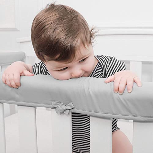 Ruddiscrad Soft Bed Edge Anti Collision Cover, 3 Pieces (one Set) Wrapped Edge Protector Strip Cushion for Teething Bed Guardrail Cover Furniture Boys & Girls for Standard Críb (Grey)