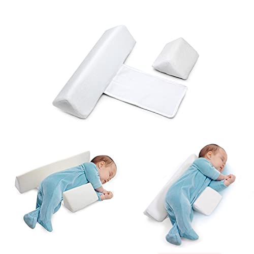 ThinLife Baby Side Sleeper Wedge Adjustable, Baby Wedge Pillow for Newborn Anti-Deflection Waist Protection,Removable Anti-Roll Baby Sleep Positioner-White