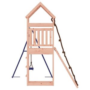 GOLINPEILO Outdoor Playset Solid Wood Douglas, Garden Play Set 1 Play Tower,1 Climbing Wall,1 Single Swing Set, Modern Outdoor Backyard Children's Climbing Wood Playground Playset,-4565