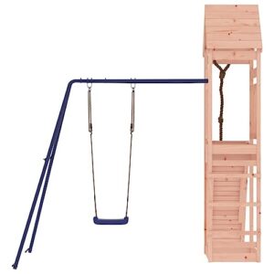 GOLINPEILO Outdoor Playset Solid Wood Douglas, Garden Play Set 1 Play Tower,1 Climbing Wall,1 Single Swing Set, Modern Outdoor Backyard Children's Climbing Wood Playground Playset,-4565