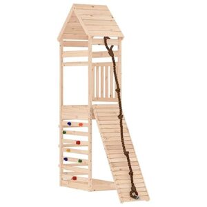 GOLINPEILO Playhouse with Climbing Wall Solid Wood Pine, Garden Play Set with 1 Play Tower and 1 Climbing Wall, Modern Outdoor Backyard Children's Climbing Wood Playground Playset,-4579