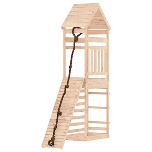 GOLINPEILO Playhouse with Climbing Wall Solid Wood Pine, Garden Play Set with 1 Play Tower and 1 Climbing Wall, Modern Outdoor Backyard Children's Climbing Wood Playground Playset,-4579