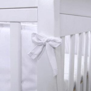 Crib Bumpers Padded for Baby Boys Girls' Crib, Crib Liner Bumper Pads for Crib 4 Sides, Prevent Bumperless Crib Bedding Set Safer Crib Bumper, Crib Protector Crib Padding Bumper (Solid.White)