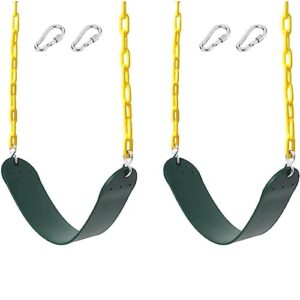 2 pack green swing seats with heavy duty chains easy to install suitable for kids outdoor backyard playground