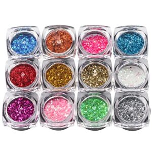 12 colors/set nail glitter sequins, splarkly nail sequins manicure paillettes ultrathin face body glitters diy decals decoration