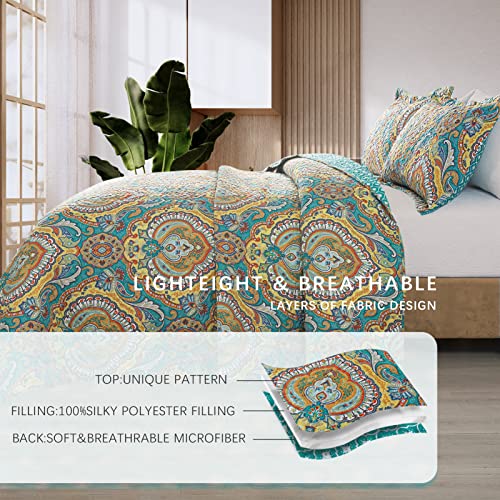 TWINRUN 2 Quilt Sets King Size,Lightweight Quilted Bedspread Set+Boho King Quilt Bedding Set