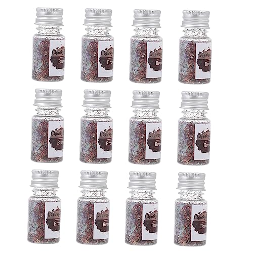 FRCOLOR 12 Glitter Powder Flash Suit Face Glitter Stickers Nail Sets Sparkly Fingertip Decal Sparkle Nail Sequin The Pet Brown Sequins Accessory Manicure Sticker Nail Shining Pieces