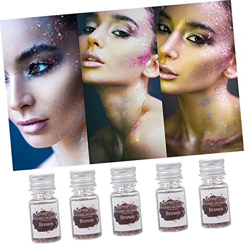 FRCOLOR 12 Glitter Powder Flash Suit Face Glitter Stickers Nail Sets Sparkly Fingertip Decal Sparkle Nail Sequin The Pet Brown Sequins Accessory Manicure Sticker Nail Shining Pieces