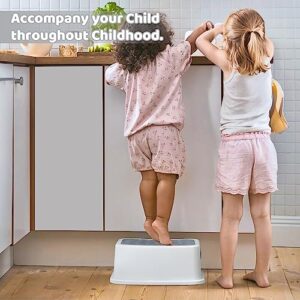 2 Pack Step Stools for Kids, Toddler Step Stool for Bathroom Sink, Toilet Potty Training and Daily Stool Grey+Pink