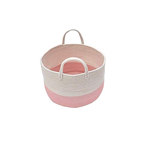 TBGFPO Large Cotton Rope Basket Storage with Handles - Grey Woven Toy Storage Basket for Laundry Hamper, Diapers, Nursery, Toys, Towels (Color : D)