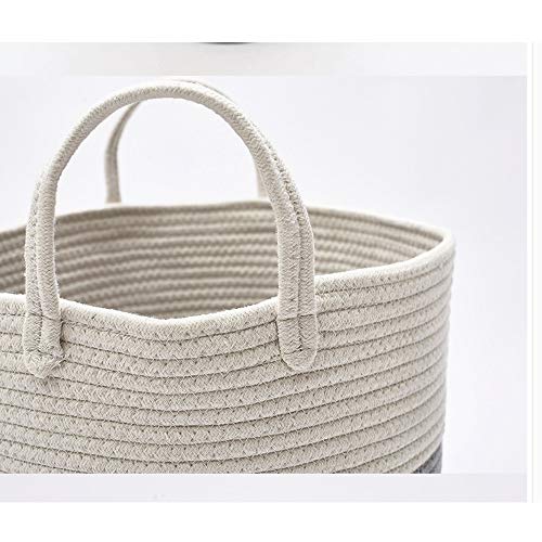 TBGFPO Large Cotton Rope Basket Storage with Handles - Grey Woven Toy Storage Basket for Laundry Hamper, Diapers, Nursery, Toys, Towels (Color : D)