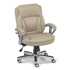 nbf signature series taupe faux leather petite low height computer chair status collection
