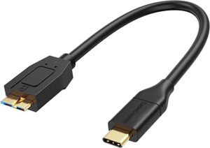 cablecreation usb c hard drive cable 1ft, 10gbps data transfer speed, usb c to micro b male cable, compatible with seagate, wd, toshiba, samsung external hard drive and more - black