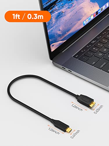 CableCreation USB C Hard Drive Cable 1FT, 10Gbps Data Transfer Speed, USB C to Micro B Male Cable, Compatible with Seagate, WD, Toshiba, Samsung External Hard Drive and More - Black