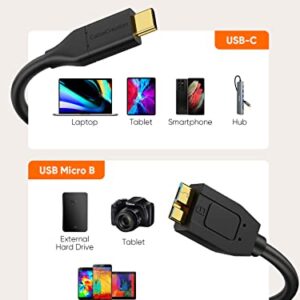 CableCreation USB C Hard Drive Cable 1FT, 10Gbps Data Transfer Speed, USB C to Micro B Male Cable, Compatible with Seagate, WD, Toshiba, Samsung External Hard Drive and More - Black