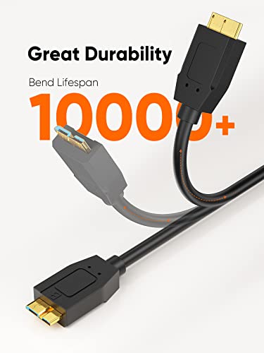 CableCreation USB C Hard Drive Cable 1FT, 10Gbps Data Transfer Speed, USB C to Micro B Male Cable, Compatible with Seagate, WD, Toshiba, Samsung External Hard Drive and More - Black