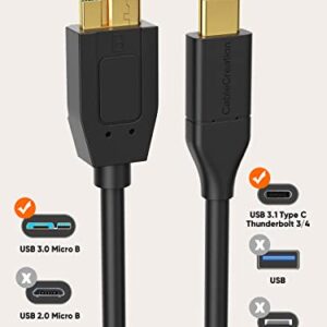 CableCreation USB C Hard Drive Cable 1FT, 10Gbps Data Transfer Speed, USB C to Micro B Male Cable, Compatible with Seagate, WD, Toshiba, Samsung External Hard Drive and More - Black