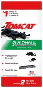 tomcat rat trap with immediate grip glue for rats, mice, snakes, cockroaches, spiders, and scorpions, ready-to-use, 2 traps
