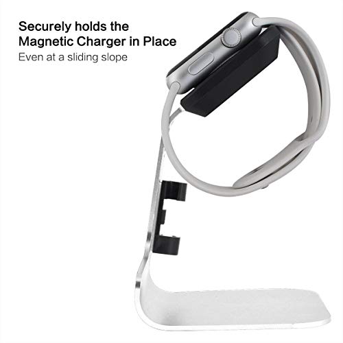 Tranesca Watch Charger Stand Holder Dock for Series 8/7 / 6/5 / 4/3 / 2/1/ SE (38mm / 40mm / 41mm / 42mm / 44mm / 45mm) - Silver Grey - Must Have Watch Accessories