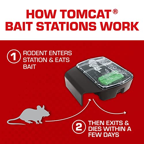 Tomcat Mouse Killer Child & Dog Resistant, Refillable Station for Indoor and Outdoor, 1 Station and 4 Poison Block Refills