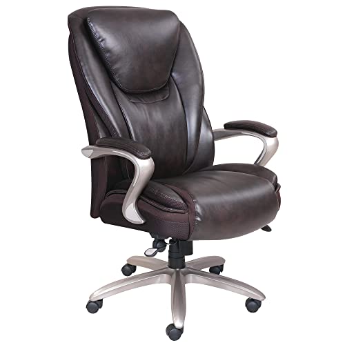 Serta® Smart Layers™ Hensley Big & Tall Ergonomic Bonded Leather High-Back Chair, Roasted Chestnut/Satin Nickel