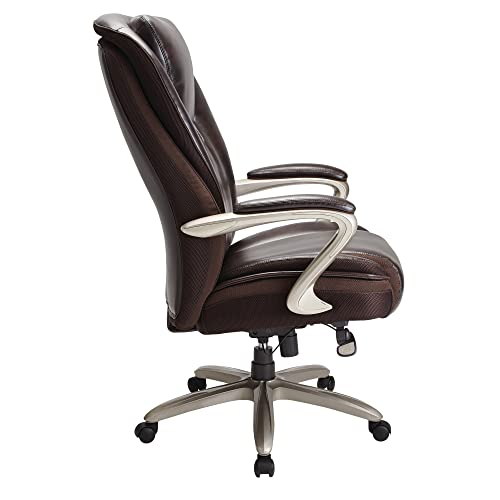 Serta® Smart Layers™ Hensley Big & Tall Ergonomic Bonded Leather High-Back Chair, Roasted Chestnut/Satin Nickel