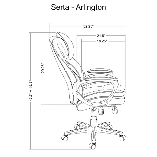 Serta® Smart Layers™ AIR Arlington Executive Chair, Leather, Black/Pewter