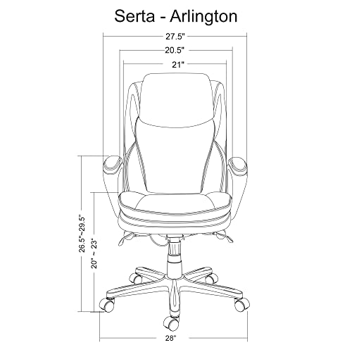 Serta® Smart Layers™ AIR Arlington Executive Chair, Leather, Black/Pewter