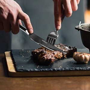 Bruntmor, ALBA Gourmet Stainless Steel 8-piece Steak Knife set with Full Tang Blades, Wooden Gift Box