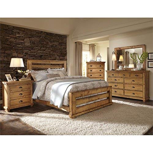 Progressive Furniture Willow Drawer Dresser, 66" x 20" x 44", Distressed Pine