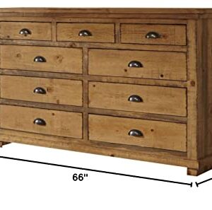 Progressive Furniture Willow Drawer Dresser, 66" x 20" x 44", Distressed Pine