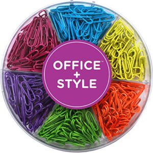 office style 28 mm colored paper clips, 480-pieces, mixed, medium (a1-28mm480pcsclrpc)