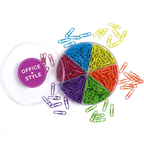 Office Style 28 mm Colored Paper Clips, 480-Pieces, Mixed, Medium (A1-28MM480PCSCLRPC)