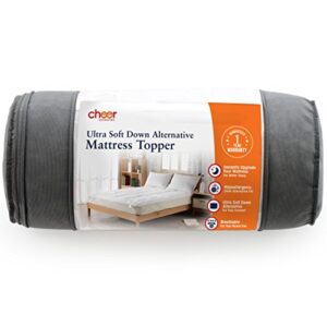 Cheer Collection Down Alternative Hypoallergenic Mattress Topper with Elastic Anchor Bands - Queen Size (60" x 80")