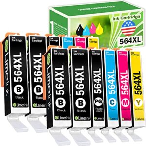 limeink 12 pack remanufactured 564xl new generation ink cartridges set (4 black 2 photo black 2 cyan 2 magenta 2 yellow) for hp photosmart 5510 5520 6510 6520 7510 7515 7520 7525 b8550 c5300 printers