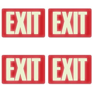 headline sign 4792 glow-in-the-dark exit sign, 8 inches by 12 inches, 4 packs