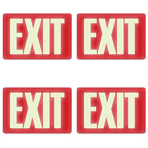 Headline Sign 4792 Glow-in-The-Dark Exit Sign, 8 Inches by 12 Inches, 4 Packs