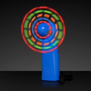 flashingblinkylights light up led mini handheld fan with blue handle