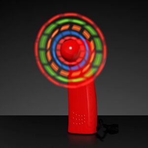 FlashingBlinkyLights Light Up LED Mini Handheld Fans with Red Handles (Set of 12)