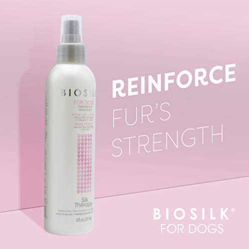 BioSilk for Dogs Silk Therapy Detangling Plus Shine Mist for Dogs | Best Detangling Spray for All Dogs & Puppies for Shiny Coats and Dematting | 8 Oz Bottle (Packaging May Vary),WHITE