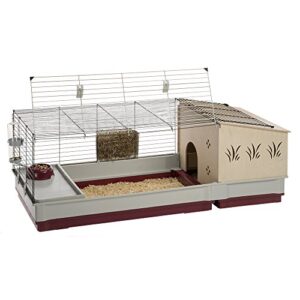 krolik extra-large rabbit cage w/ wood hutch extension rabbit cage includes all accessories and measures 55.9l x 23.62w x 19.68h and includes all accessories
