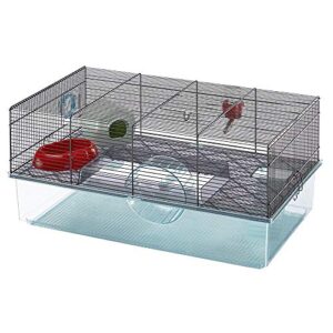 favola large hamster cage includes free water bottle, exercise wheel, food dish & hamster hide-out measures 23.6l x 14.4w x 11.8h-inches & includes 1-year manufacturer's warranty