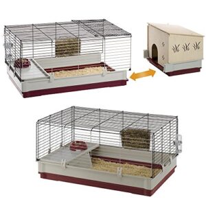 Krolik Extra-Large Rabbit Cage w/ Wood Hutch Extension Rabbit Cage Includes All Accessories and Measures 55.9L x 23.62W x 19.68H and Includes ALL Accessories