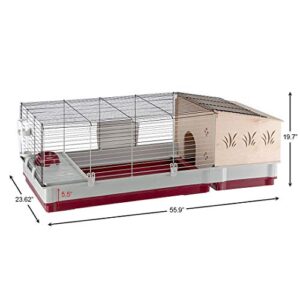 Krolik Extra-Large Rabbit Cage w/ Wood Hutch Extension Rabbit Cage Includes All Accessories and Measures 55.9L x 23.62W x 19.68H and Includes ALL Accessories