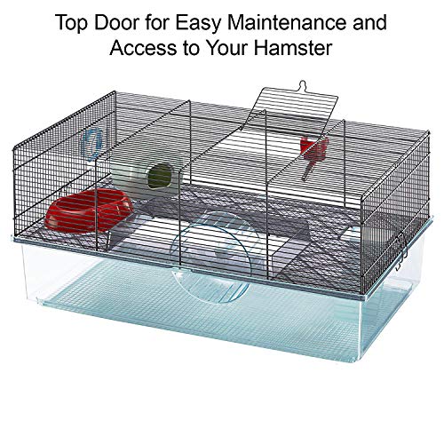 Favola Large Hamster Cage Includes Free Water Bottle, Exercise Wheel, Food Dish & Hamster Hide-Out Measures 23.6L x 14.4W x 11.8H-Inches & Includes 1-Year Manufacturer's Warranty