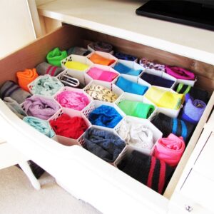 Evelots 2 Pack Dresser Drawer Organizer-Divider-Sock-Belt-Scarf-Underwear-56 Slots Total