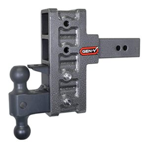 gen-y gh-924 mega-duty adjustable 6" offset drop hitch with gh-061 dual-ball, gh-062 pintle lock for 2.5" receiver - 21,000 lb towing capacity - 3,000 lb tongue weight