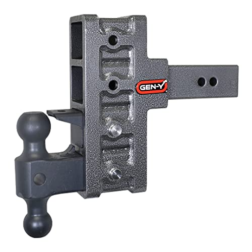 GEN-Y GH-924 MEGA-Duty Adjustable 6" Offset Drop Hitch with GH-061 Dual-Ball, GH-062 Pintle Lock for 2.5" Receiver - 21,000 LB Towing Capacity - 3,000 LB Tongue Weight